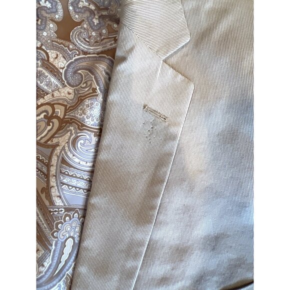 Madison Mens Beige Lined Blazer Jacket 100% Cotton Shell Polyester Lining Size 4 - Picture 2 of 8